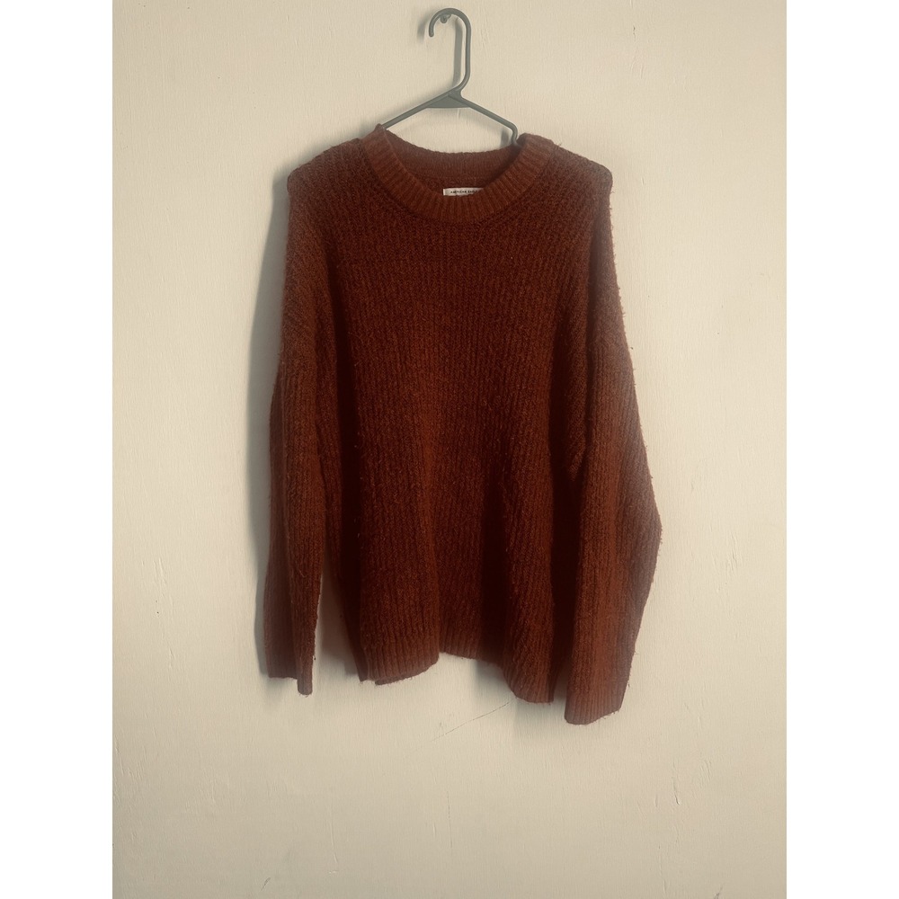 American Eagle Rust Orange Crewneck Sweater Small Burnt Sienna Textured Knit
